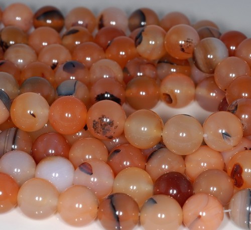 12MM ORANGE MONTANA AGATE GEMSTONE ROUND LOOSE BEADS 15" - Picture 4 of 4