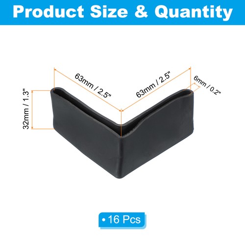 L Shape Leg Pads 2.5" x 2.5", Furniture Leg Cover Protectors Black 16pcs - Picture 2 of 6
