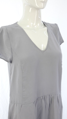The White Company Dress Smock Silk Grey Tunic Drop Waist Tiered Pockets UK 8 - Picture 10 of 13