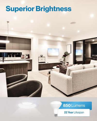 Sunco 6 Pack BR30 LED Bulbs, Indoor Flood Lights CRI93 11W Equivalent 65W 3000K - Picture 2 of 12