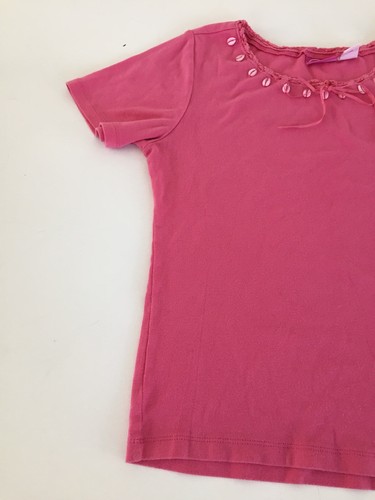 Pappagallo Sz S Pink Top Cotton Short Sleeve Shells/Ribbon Embellished a/a 17.5" - Picture 2 of 6