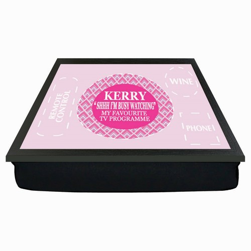 Personalised DRINK Shhh I'm Watching TV NAME Cushion Laptop Lap Dinner Tray Gift - Picture 8 of 17