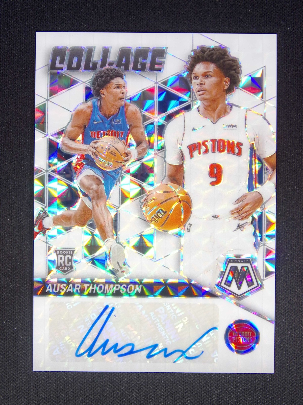 2023-24 Panini Mosaic Ausar Thompson RC Rookie Collage Auto White /25