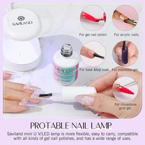 Gel X Nail Kit - Almond False Nail Tips with Nail Glue Gel & Mini UV/LED Lamp - Picture 7 of 8