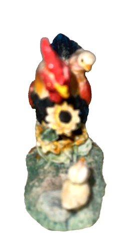Gallo Pollitos Flores Estatuilla Resina Vintage Pollos Granja Animales Pájaros - Imagen 2 de 8