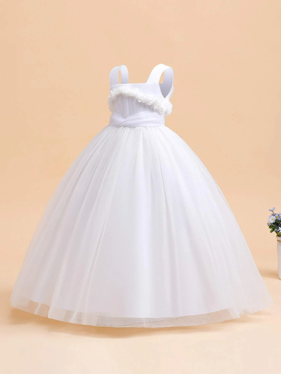 Vestidos Blanco Largo Para Niñas de Encaje Princesa Fiesta Quince Boda  Cumpleaño