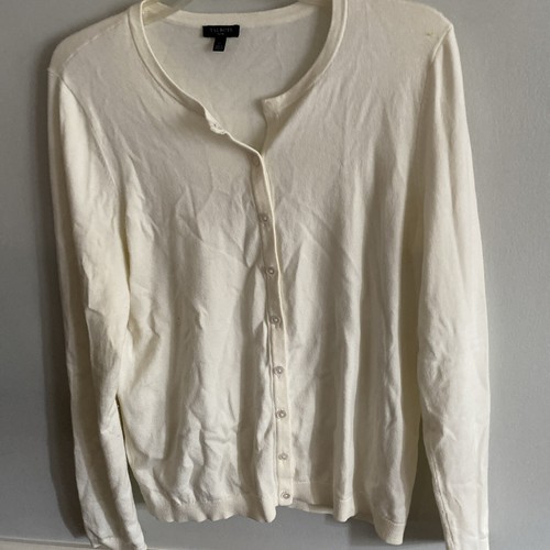 Talbots weiße Strickjacke LP Baumwolle/Tencil Pullover