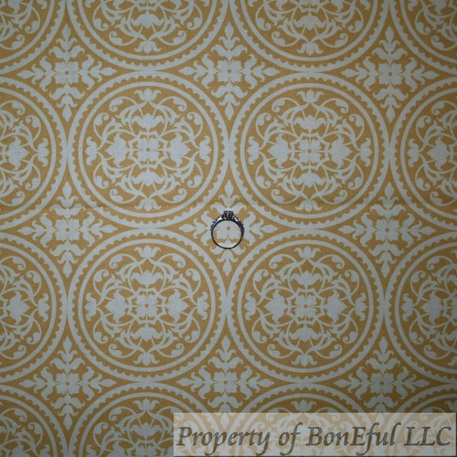 BonEFul Cotton Quilt Joel Dewberry Ironwork Yellow Gold Damask Flower LAST SCRAP - Picture 1 of 13