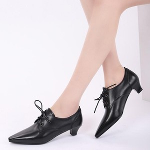à en unie mode Talons pointus à pour la lacets couleur femmes cuir chaussures 5wA0FxPq0