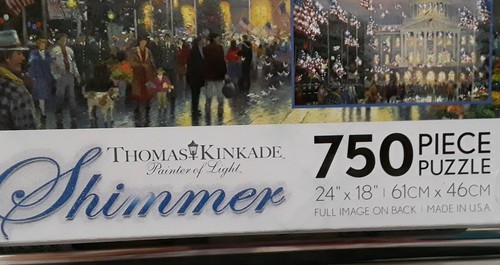 Ceaco Thomas Kinkade 750 Pc Shimmer Puzzle FLAGS OVER THE CAPITAL New - Picture 2 of 7