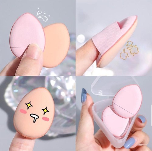 Set 3 pezzi mini finger puff correttore cuscino d'aria fondotinta frullatore trucco donna - Foto 11 di 19