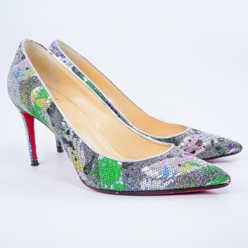 Christian Louboutin Tacones Talla 38 Mujer Punta Bomba en Brillo Multicolor - Imagen 2 de 18