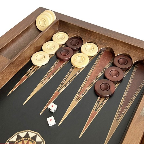 King Handmade Black Wood Backgammon Set Wide with Numerator 52cm/20.4in - Picture 7 of 13
