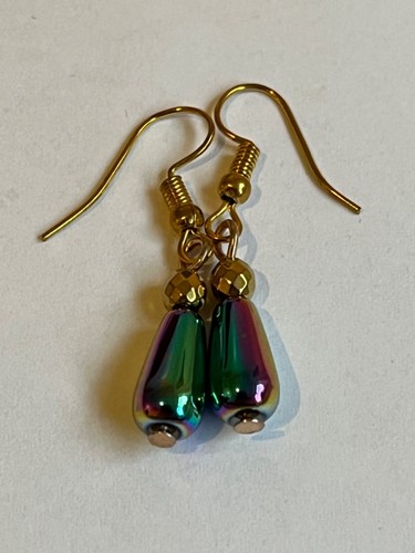 Hematite Pear Dangle Earrings on RG or Silver Plated Hooks or RG Plated Posts - Picture 30 of 32