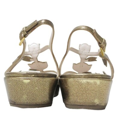Prada sandals flower motif strap shoes metallic gold 35