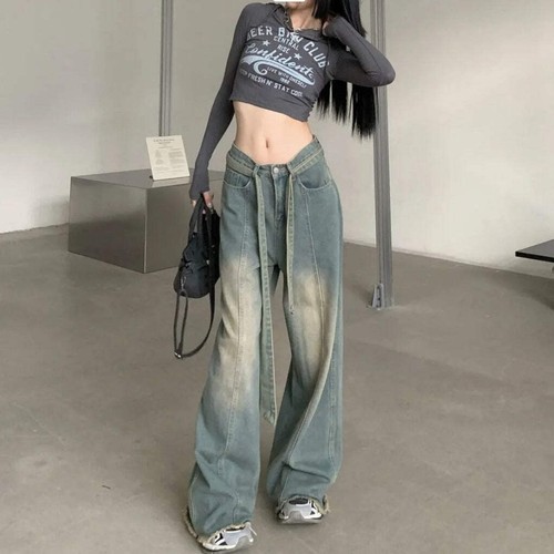 Womens High Waisted Jeans Straight Leg Denim Pants Long Trousers for Women Sprin - Picture 6 of 8
