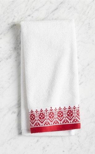 NEW Pottery Barn Embroidered Tahoe Cloth Hand towel RED white Christmas Holiday - Picture 2 of 5