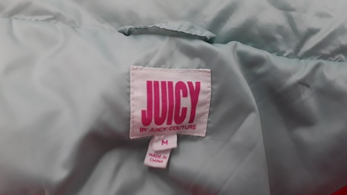 Juicy Couture Puffer Quilted Down Winter Jacket Women's Sz-M/ Teal Blue Orange - Picture 10 of 12