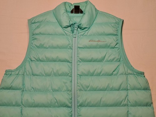 Eddie Bauer Cirruslite Down Vest Puffer Vest Jacket Girls LG 14 Teal Mint EUC!! - Picture 3 of 17