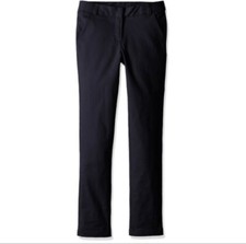 Nautica Big Girls' Uniform Straight Leg Stretch Twill Pants, Navy, 16
