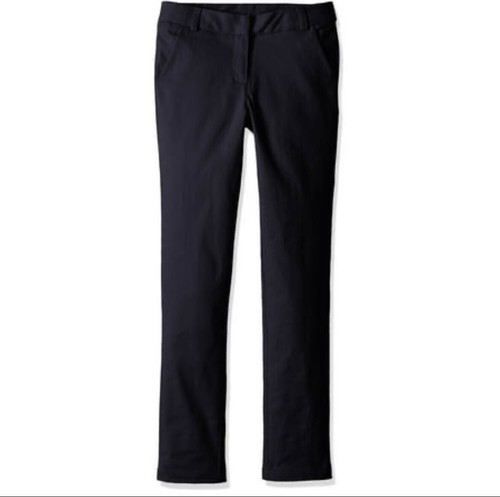 Nautica Big Girls' Uniform Straight Leg Stretch Twill Pants, Navy, 16 - Picture 1 of 9