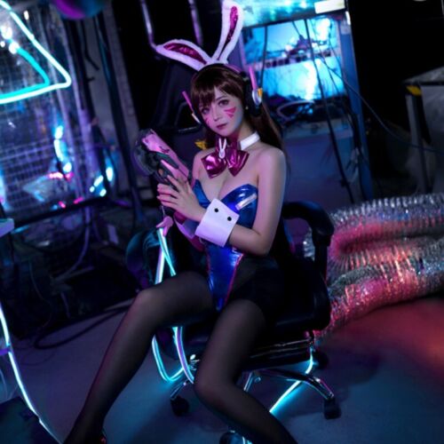 OW: Overwatch Spiel D.VA Cosplay maßgeschneiderter Anime PU Leder blau Rollenspiel - Bild 7 von 13