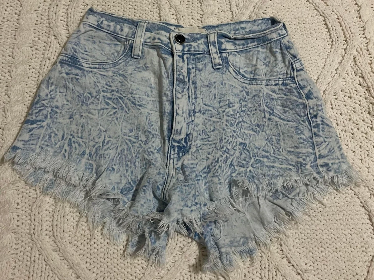 Aphrodite Frayed Blue Booty Short Shorts High Rise Size S 128806 USA JAV  140245 | eBay