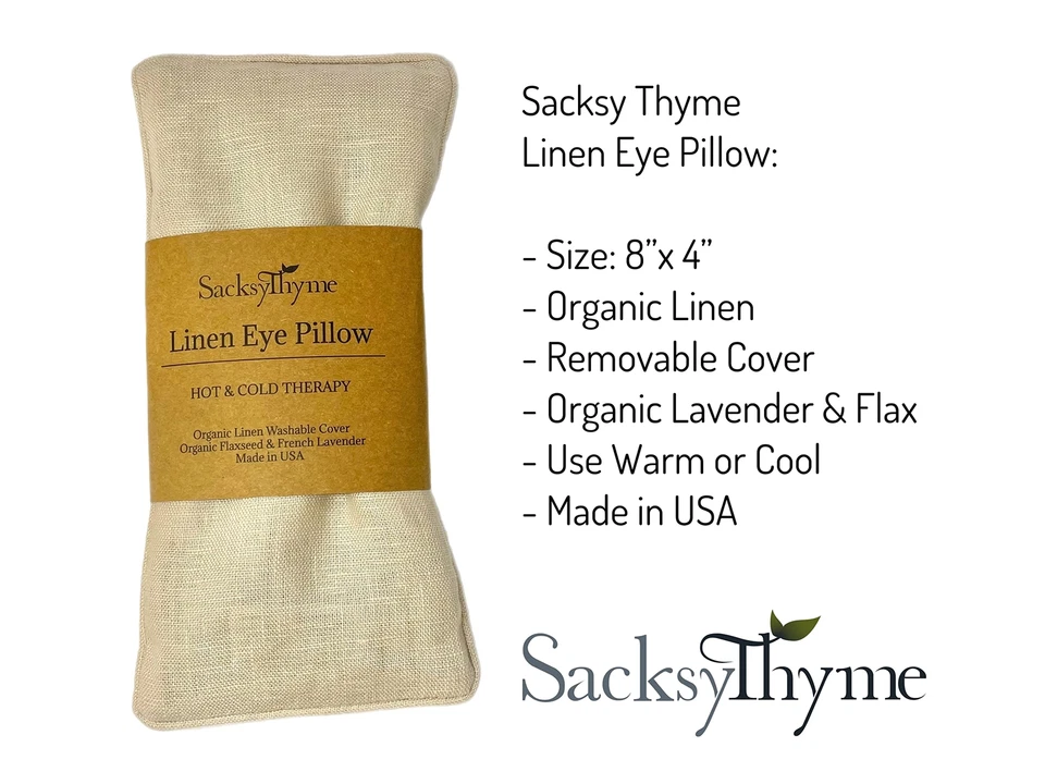 Organic Linen Eye Pillow Lavender & Flaxseed for Stress Relief Microwavable - Image 3 of 4