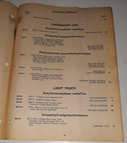 Ford Motor Company Technical Service Bulletin May 13, 2002 02-9 - Picture 2 of 4