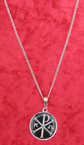 Collier pendentif Chi-Rho Alpha-Omega 18" ou 24 pouces Chi Rho charme chrétien - Photo 4 sur 4