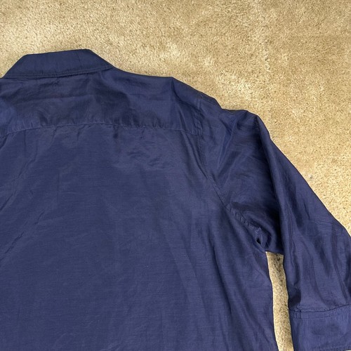 Lauren Ralph Lauren Womens Button Shirt 2X Navy 3/4 Sleeve silk blend sheer - Picture 7 of 12