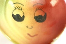 Peach Shape Trinket Dish ASHTRAY Big Eyes Vintage