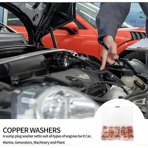 200PCS Solid Copper Crush Washer Gasket Set Flat O-Ring Seal Assortment Kits US - Picture 8 of 8