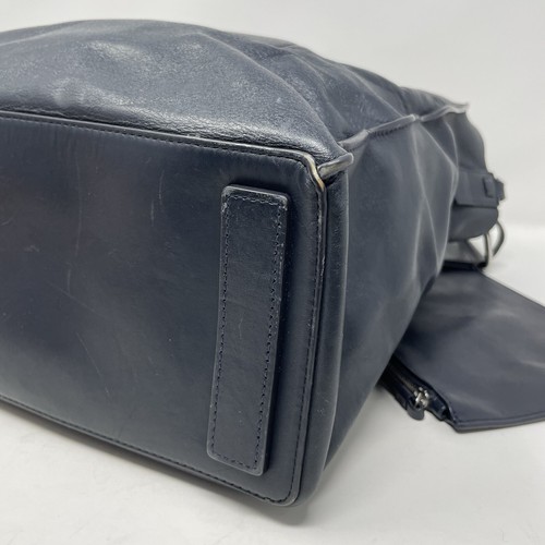 ALLSAINTS Captains Tote Women Navy Blue Leather Bag Shoulder Strap Chain Purse - Picture 11 of 18