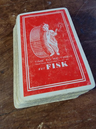 Carte da gioco Fisk ""Time to Re-Tire"" marroni e bigelow vintage 1927-30 RARE-R24A - Foto 2 di 6