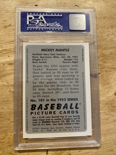 Mickey Mantle PSA 8 ATOMIC REFRACTOR Topps Finest Collector Card HIGH END 1996 - Picture 9 of 12