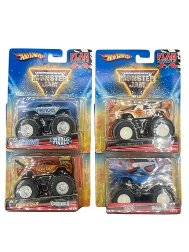 Lot Of 4 Hot Wheels Monster Jam Flag Series - Picture 1 of 17