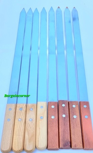 XXL Skewers Flat Wide 23MM L60CM Kebab Shish Grill Strong BBQ Wood Handle 4PCS - Picture 8 of 24