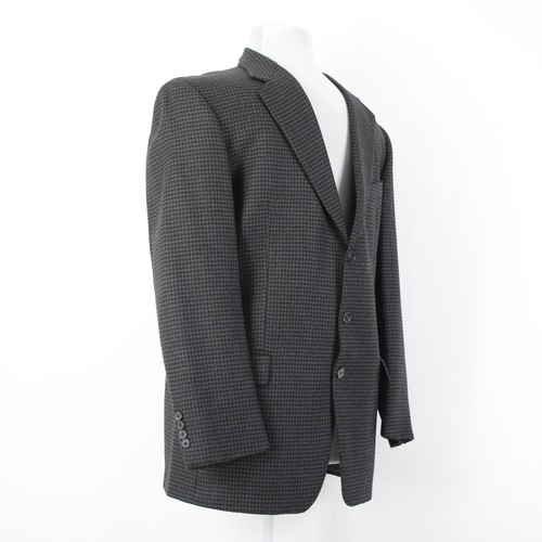 Joseph Abboud Sz 42L Black Gray Large Herringbone 3 Button Wool Blazer Jacket - Picture 10 of 19