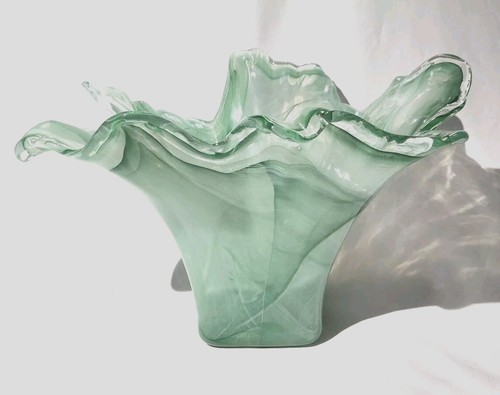 Murano Lavorazione Arte Crimped Top Hand Blown Vintage Vase Italy - Picture 1 of 13