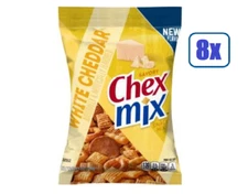 8x Bags Chex Mix White Cheddar Savory Assorted Snack Mix - 4.5oz, Full Box