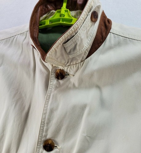 Abrigo Chaqueta de Campo de Lona Adirondack by Savile Row para Hombre XL Beige Cuello de Cuero - Imagen 2 de 12