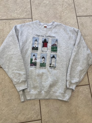 Vintage Cape Cod sweatshirt Lighthouse Heavy Cotton Tourist Sweater - Medium Y2K