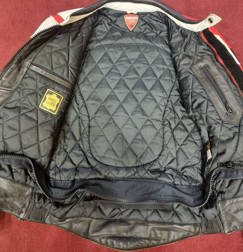 Ducati Corse Lederjacke Rot Schwarz Motorrad Jacke Gr. 50 - Picture 4 of 6