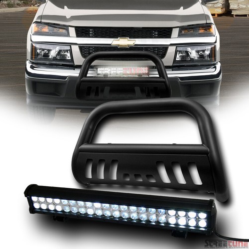 Matte Blk Bull Bar Push Bumper Guard+120W CREE LED Light For 04