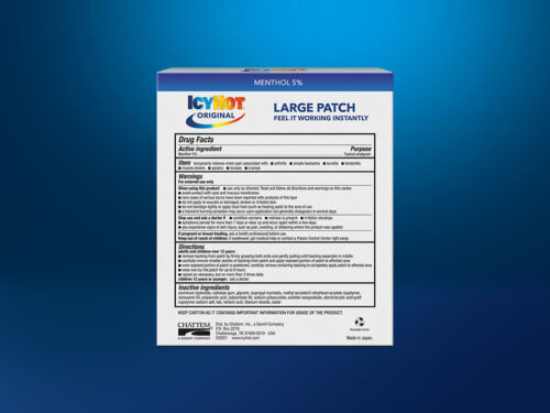 Icy Hot Original Pain Relief Patch Menthol 5% Back & Large Areas 5 Count - Picture 2 of 3