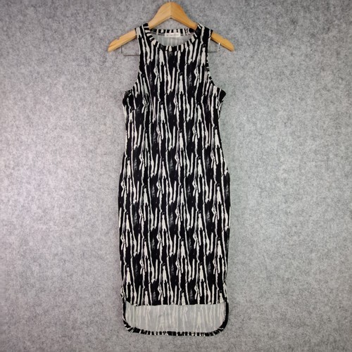 Mika & Gala Dress Womens 10 Black White Sleeveless Round Neck Midi 6048 - Picture 8 of 14