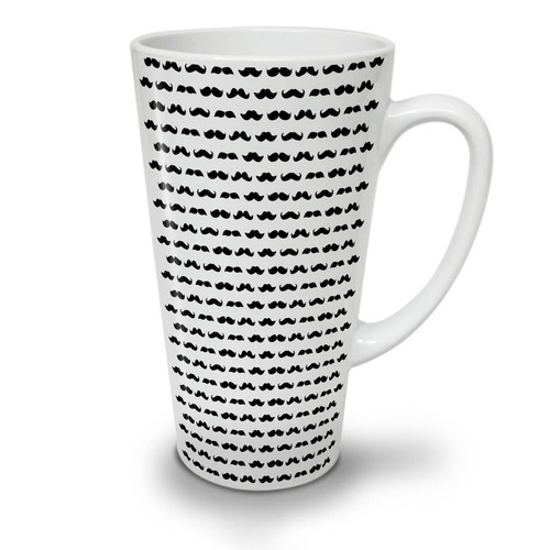 Wellcoda Hippie Moustache Pattern Latte Mug 12/17oz