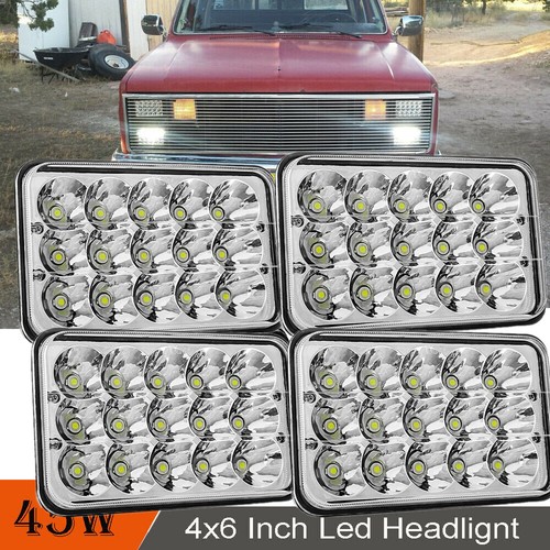 For 1981-1987 Chevy Pickup Dual Rectangular LED Headlight High Low Beam 4pcs Set - Picture 1 of 7