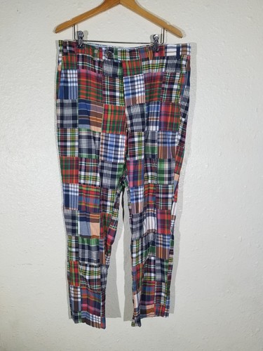 Pantalones Brooks Brothers Milano Algodón Naranja Madras Patchwork Cuadros FF 36X32 - Imagen 6 de 8